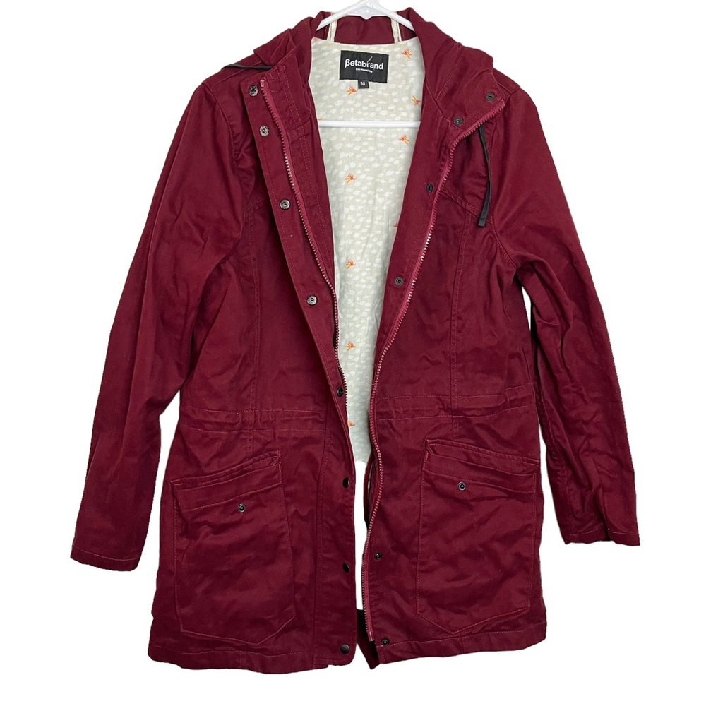 Betabrand Maroon Red Zip Up Field Jacket Size M Women